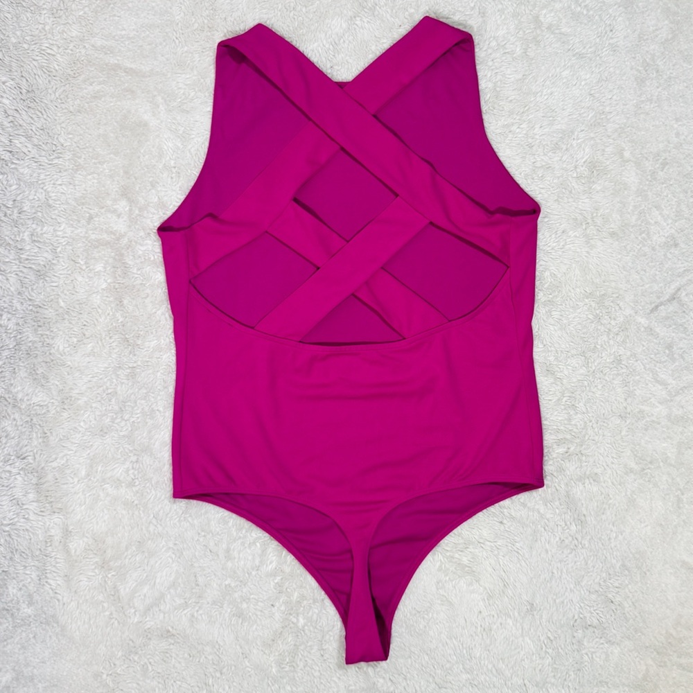 Express Chic Fuchsia Sleeveless Bodysuit